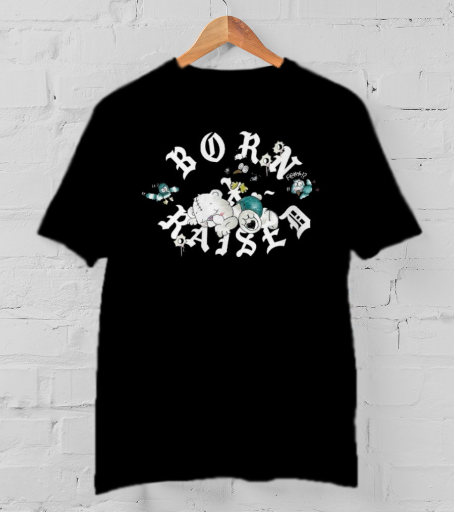 Born X Raised Vargas Rocker Cloudy Sky Letters And Birds T-Shirt