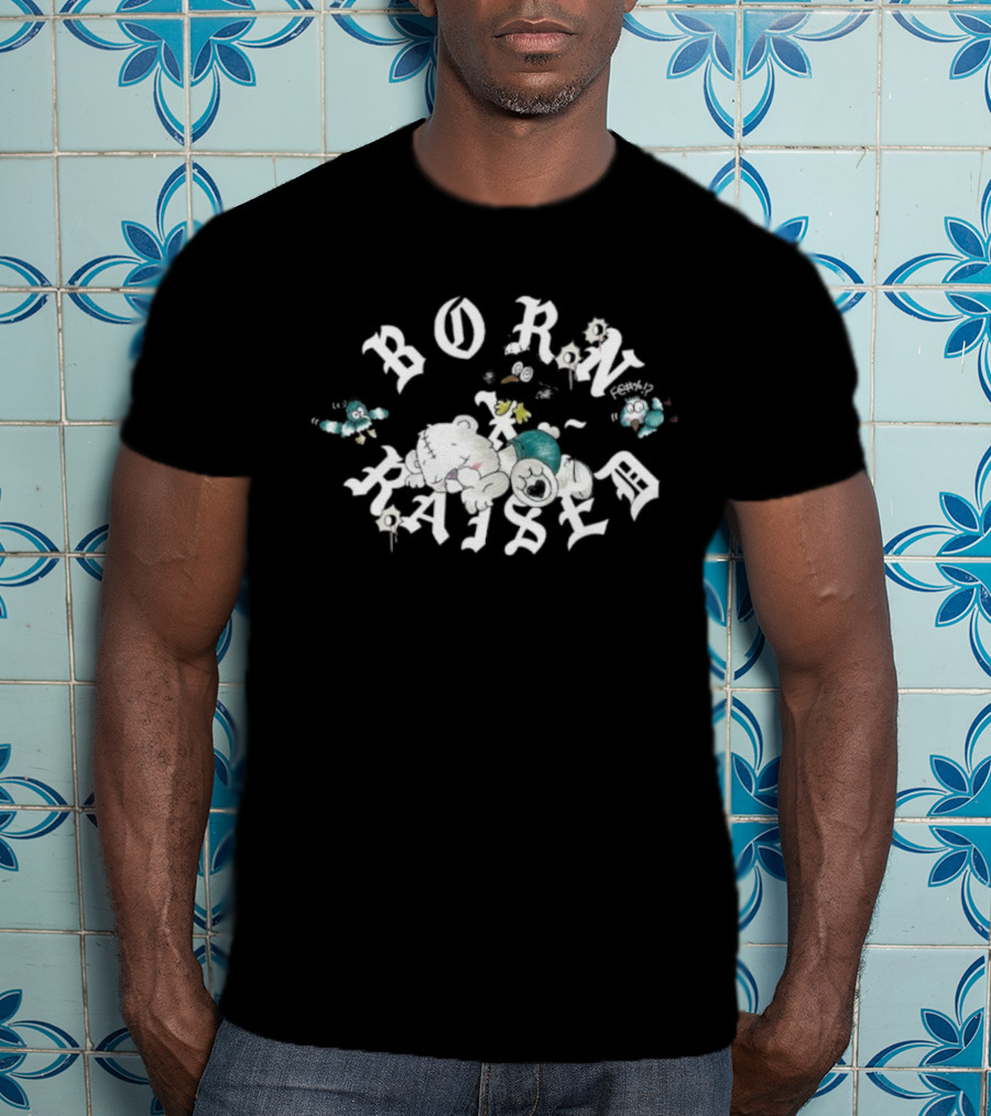 Born X Raised Vargas Rocker Cloudy Sky Letters And Birds T-Shirt