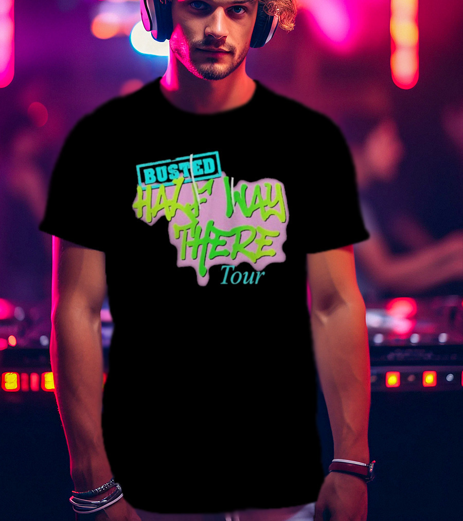 Busted Half Way There Tour Graffiti Neon Style T-Shirt