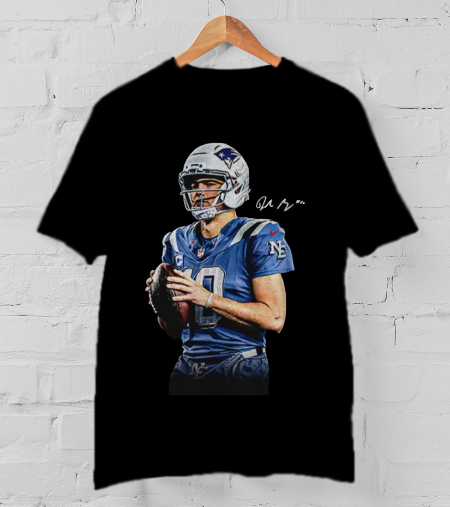 Drake Maye New England Patriots NFL Football Quarterback Signature New Era T-Shirt