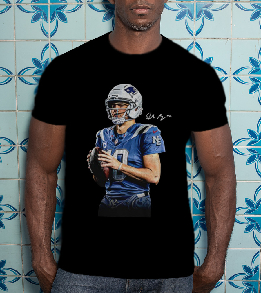 Drake Maye New England Patriots NFL Football Quarterback Signature New Era T-Shirt