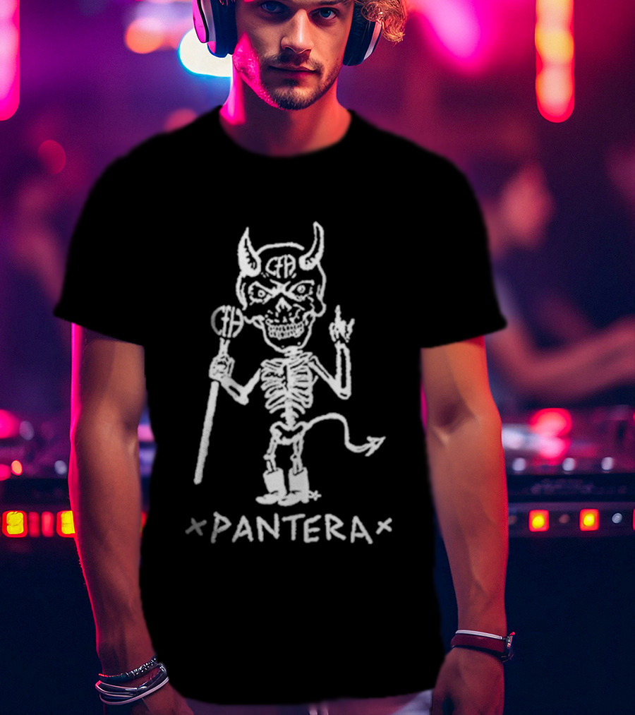 Pantera Demon Skeleton Music Band Drawing T-Shirt