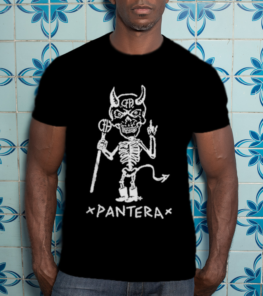 Pantera Demon Skeleton Music Band Drawing T-Shirt
