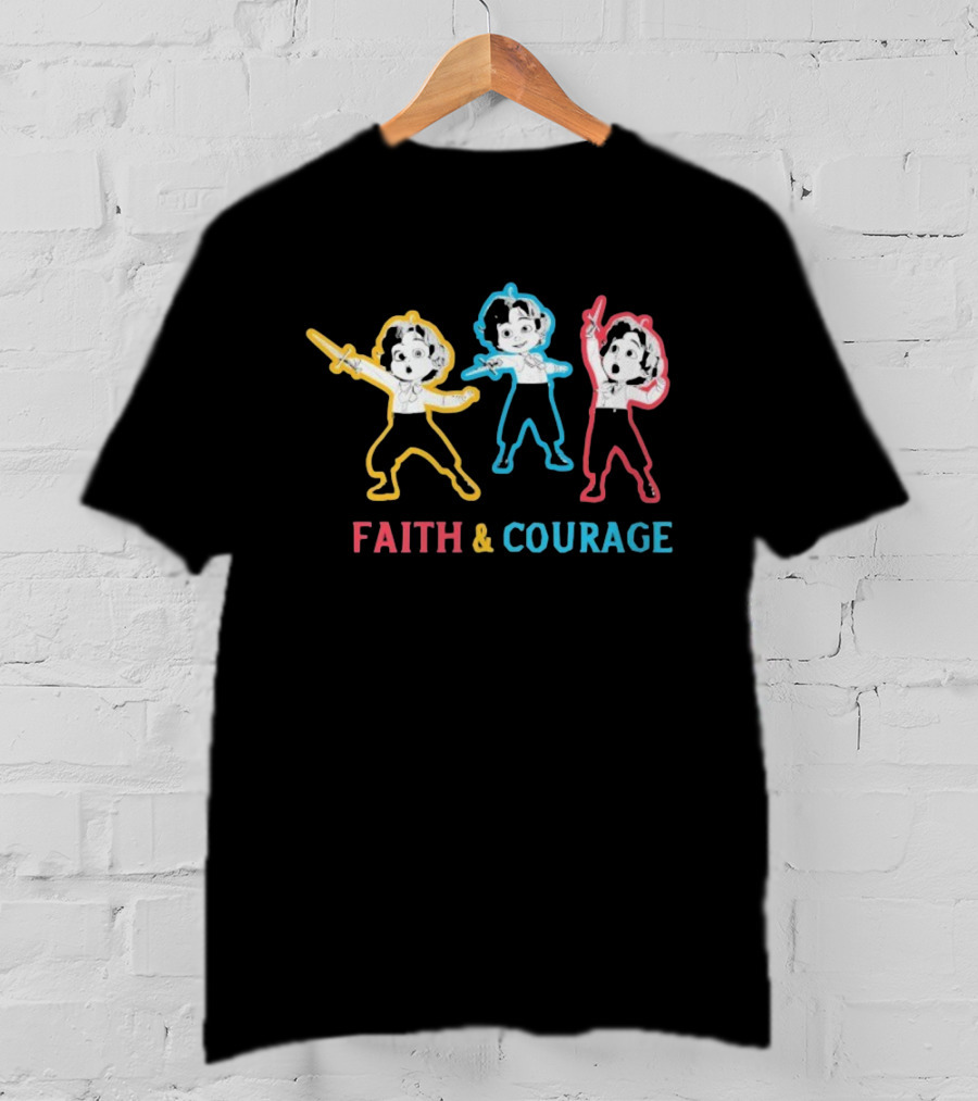 King Of Kings Faith And Courage Three Animated Characters With Swords T-Shirt