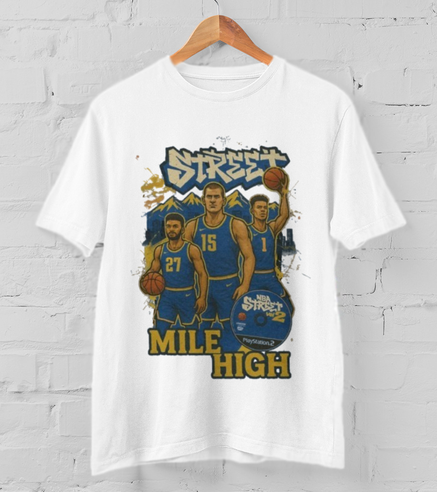NBA Street Vol 2 Mile High Denver 27 15 Basketball Stars T-Shirt