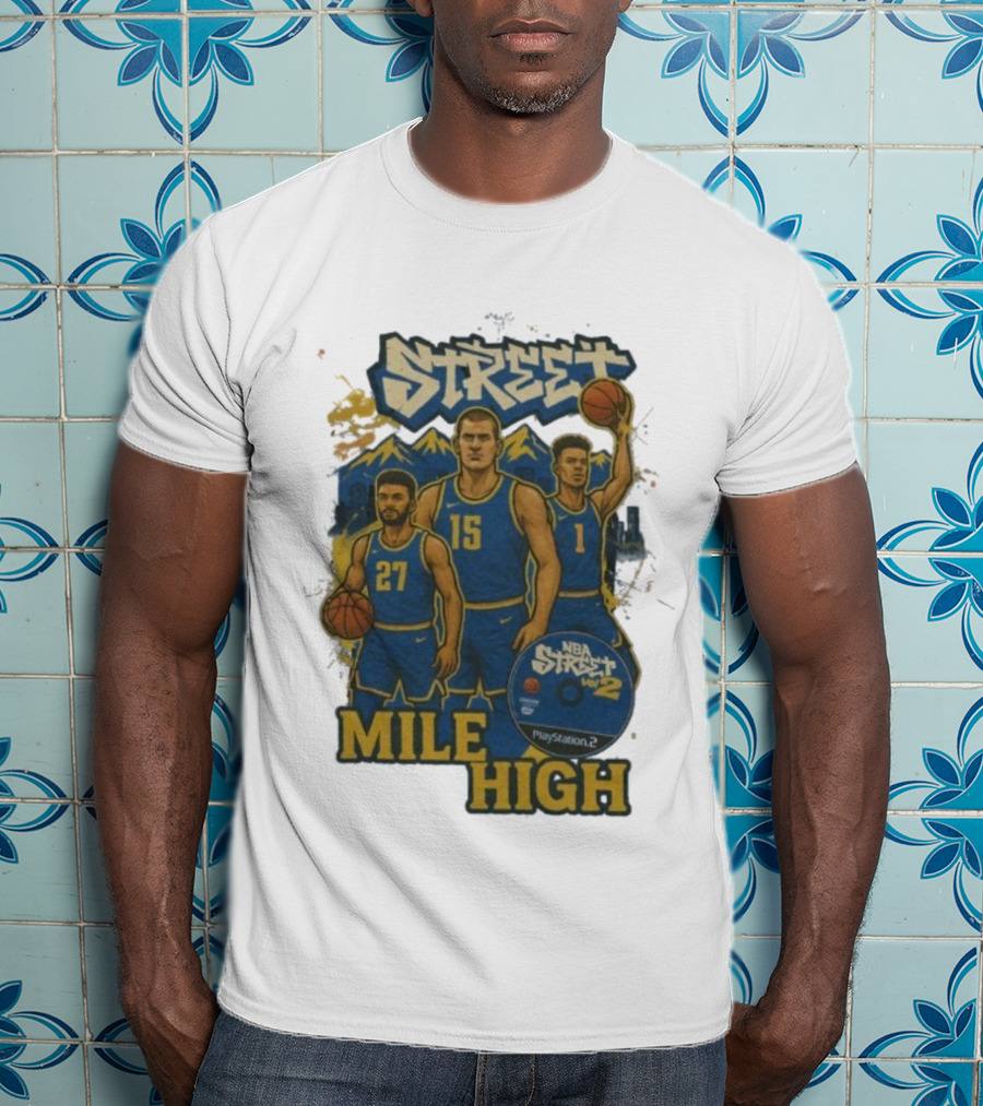 NBA Street Vol 2 Mile High Denver 27 15 Basketball Stars T-Shirt