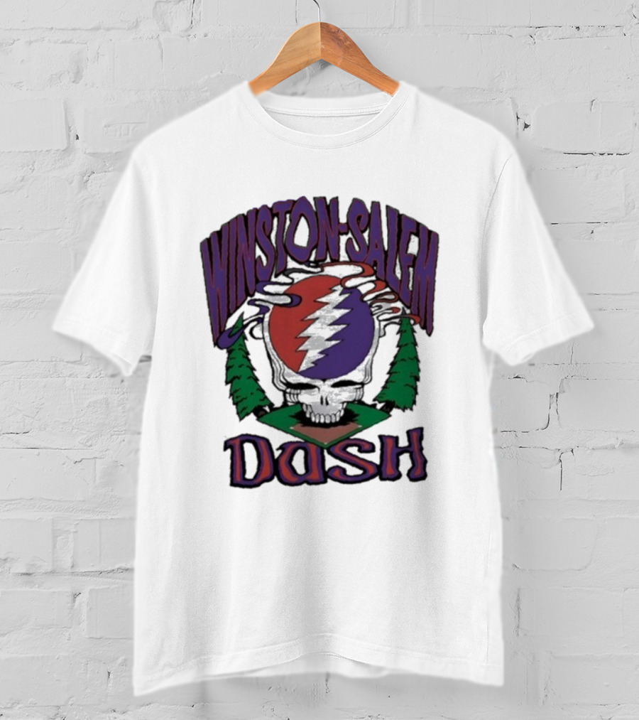 Winston-Salem Dash Grateful Dead Collaboration With Iconic Skull Lightning Bolt And Pine Trees T-Shirt