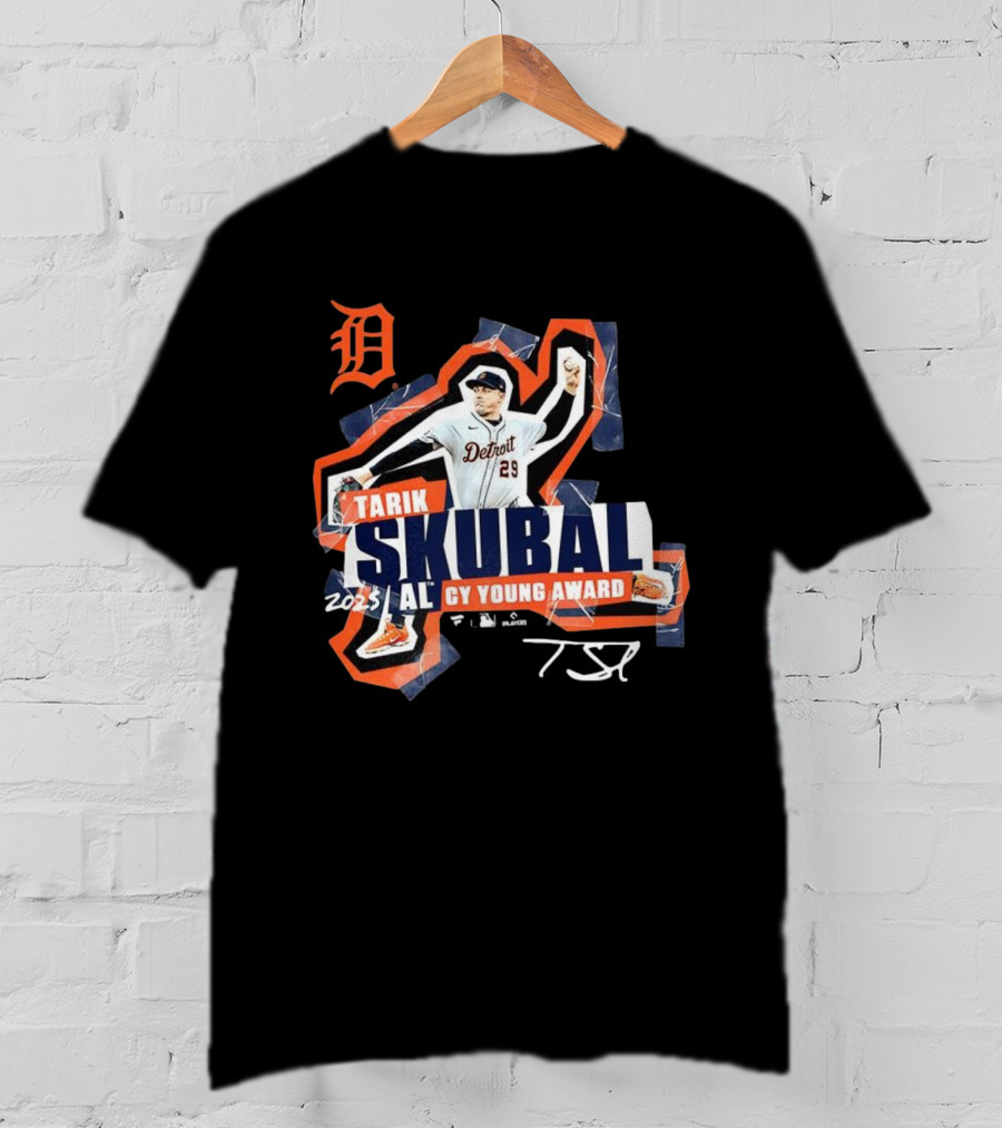 Tarik Skubal Detroit 2025 AL Cy Young Award Tigers Signature T-Shirt