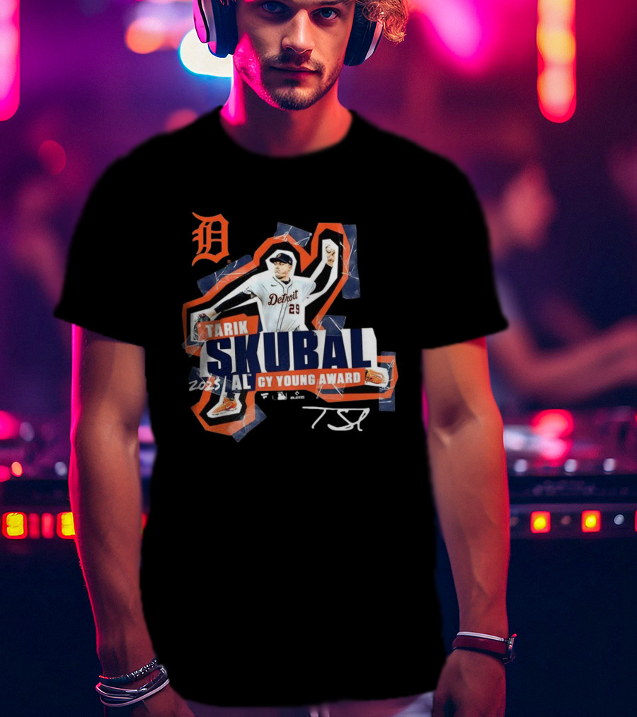 Tarik Skubal Detroit 2025 AL Cy Young Award Tigers Signature T-Shirt