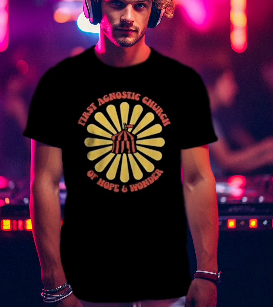 First Agnostic Church Of Hope And Wonder Radiant Sunburst Design T-Shirt