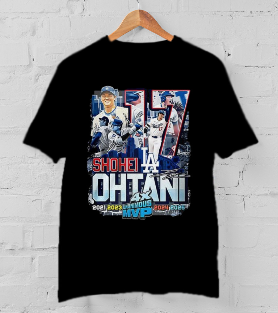 Shohei Ohtani 17 LA Unanimous MVP 2021 2023 2024 2025 Signature T-Shirt