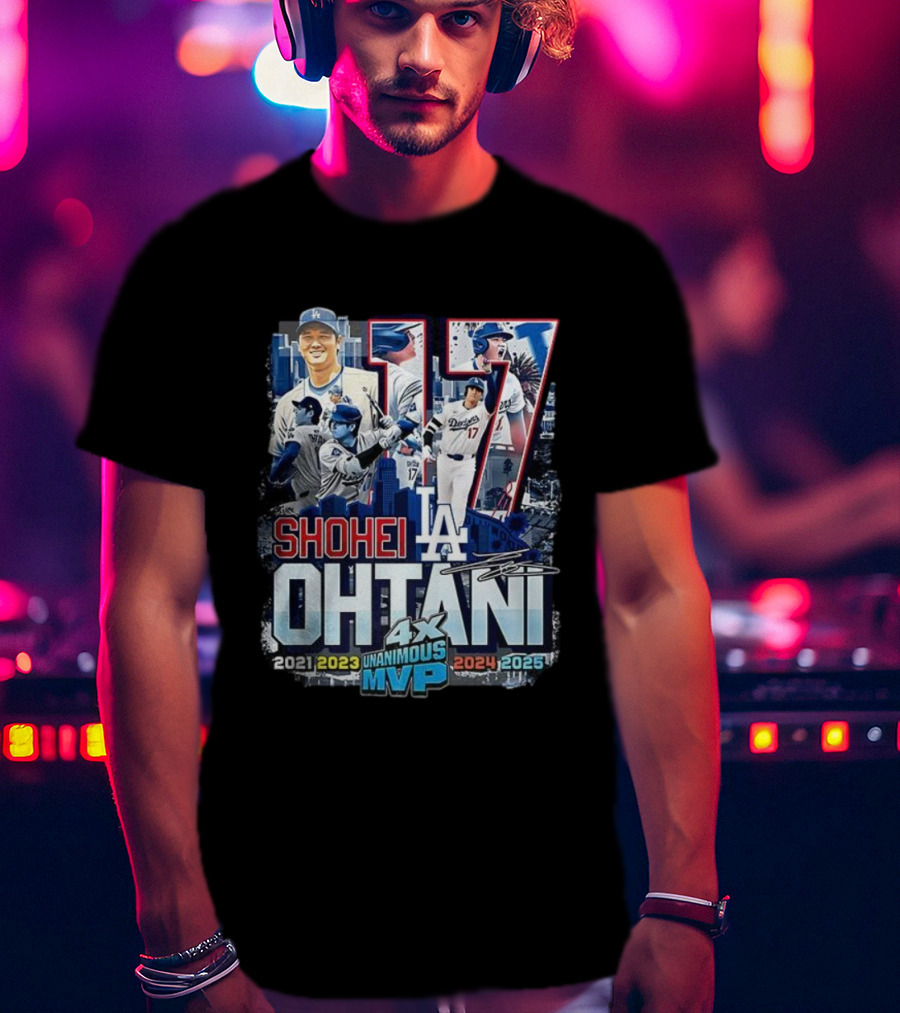 Shohei Ohtani 17 LA Unanimous MVP 2021 2023 2024 2025 Signature T-Shirt