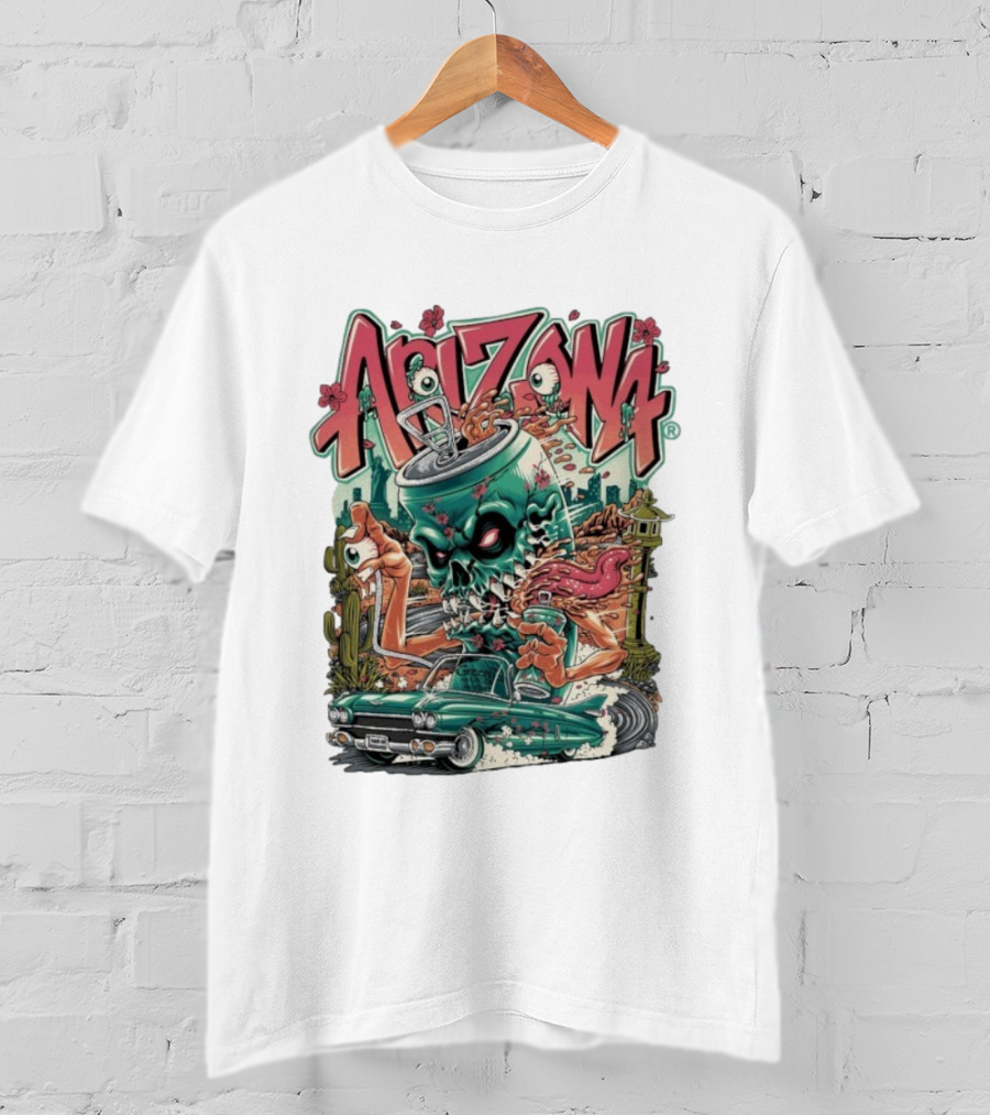 Arizona Evil Green Tea Car Cactus Monster Cartoon T-Shirt