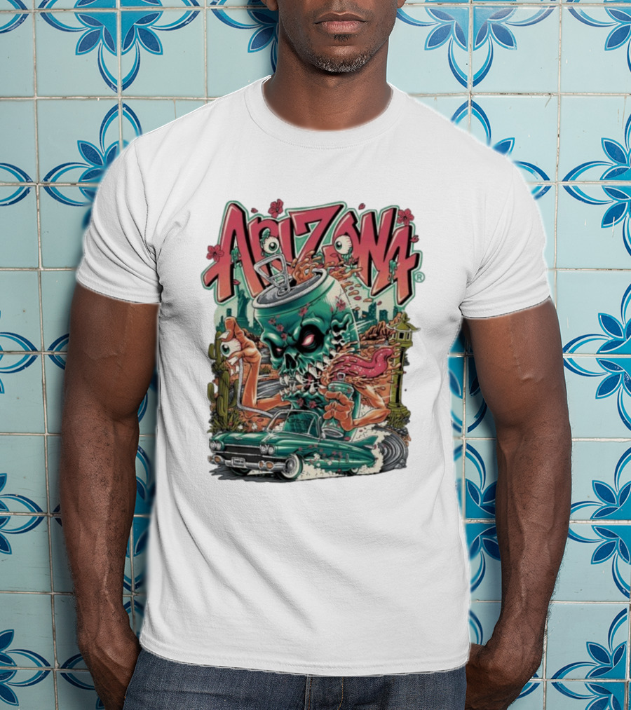 Arizona Evil Green Tea Car Cactus Monster Cartoon T-Shirt