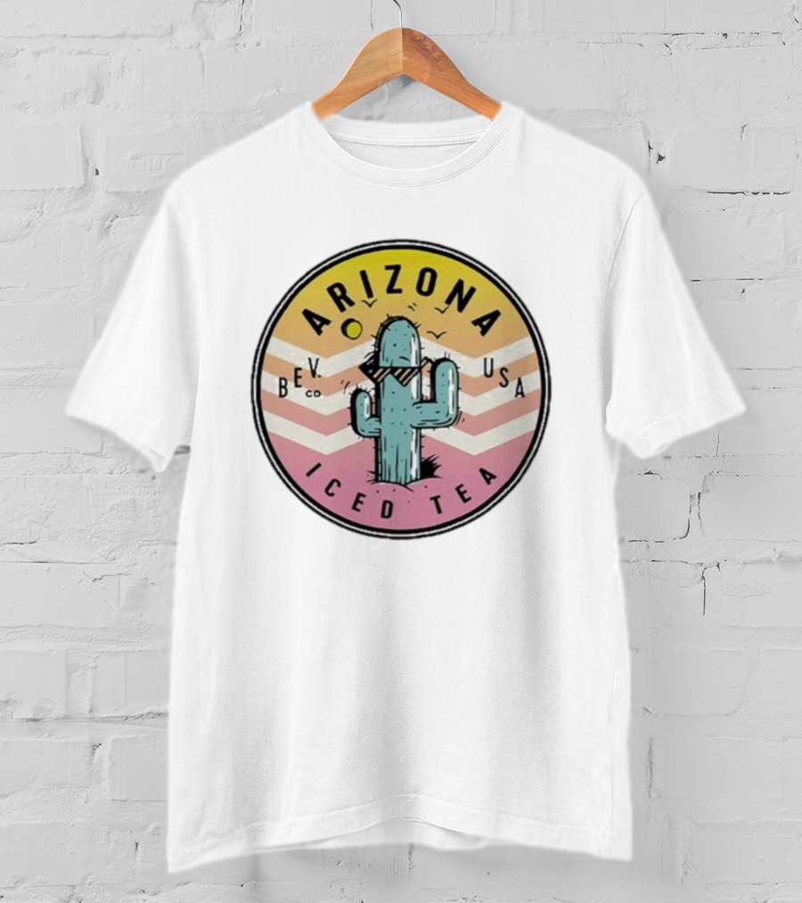 Arizona Iced Tea Bev USA Cactus Retro Circle Sunburst T-Shirt