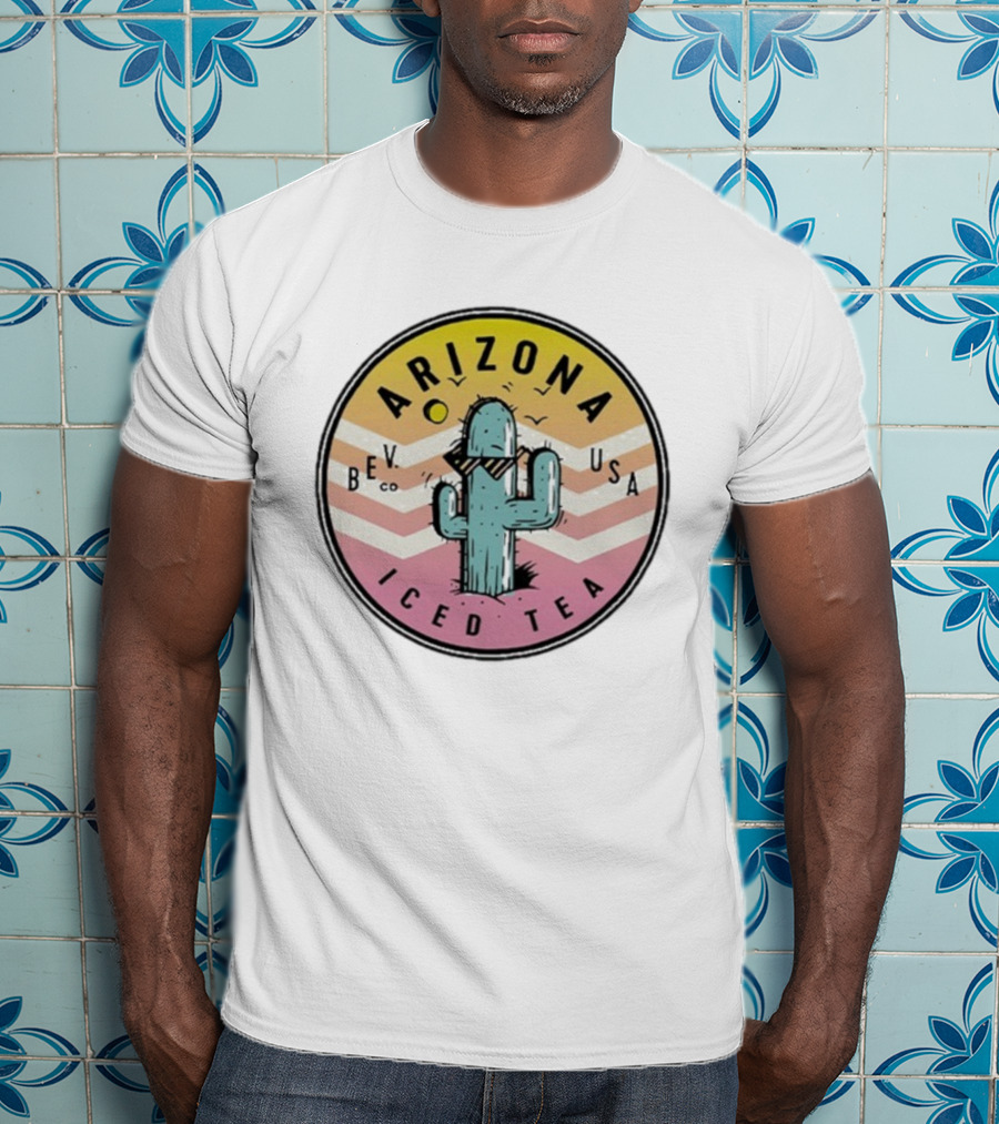 Arizona Iced Tea Bev USA Cactus Retro Circle Sunburst T-Shirt