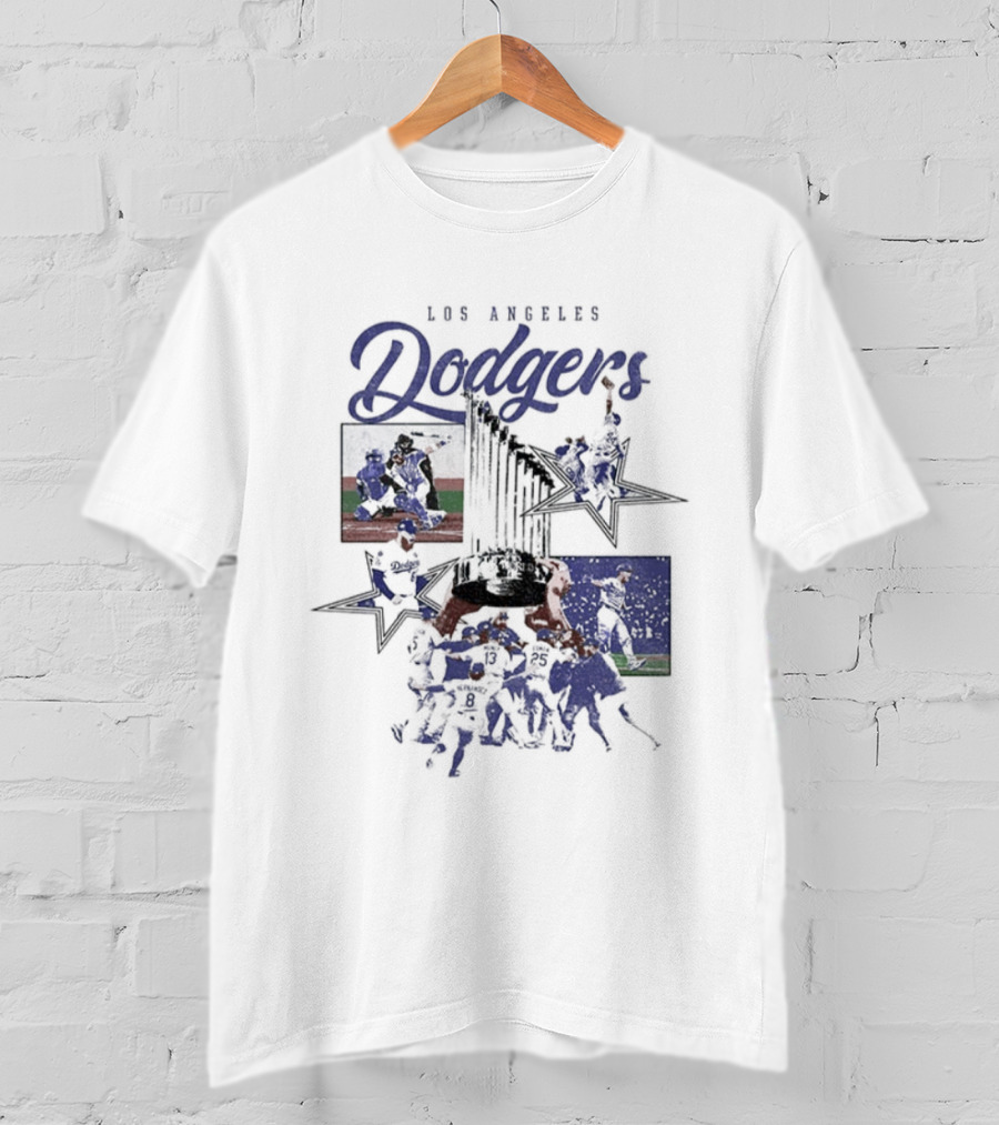 Los Angeles Dodgers World Series Champions Stars Montage T-Shirt