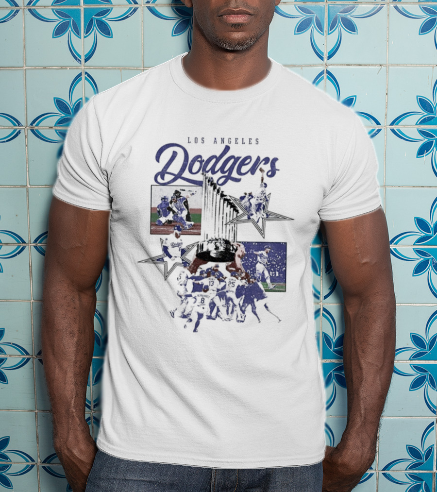 Los Angeles Dodgers World Series Champions Stars Montage T-Shirt
