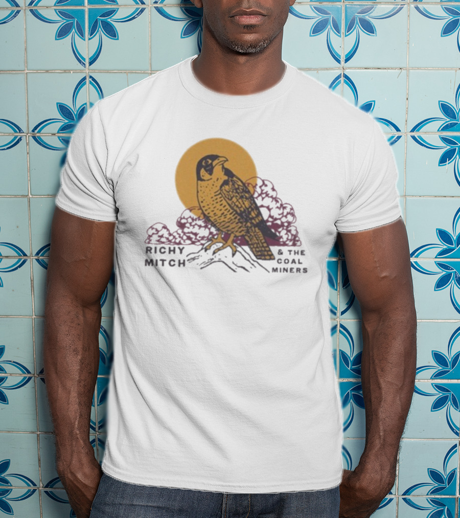 Richy Mitch And The Coal Miners Falcon Drawing And Sunset Scene T-Shirt
