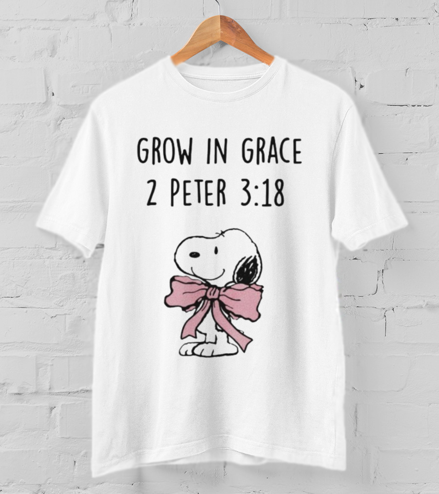 Snoopy Peanuts Grow In Grace 2 Peter 3:18 T-Shirt