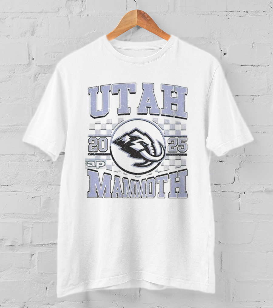 Utah Mammoth 2025 NHL Hockey Team Concept Checkerboard Logo T-Shirt