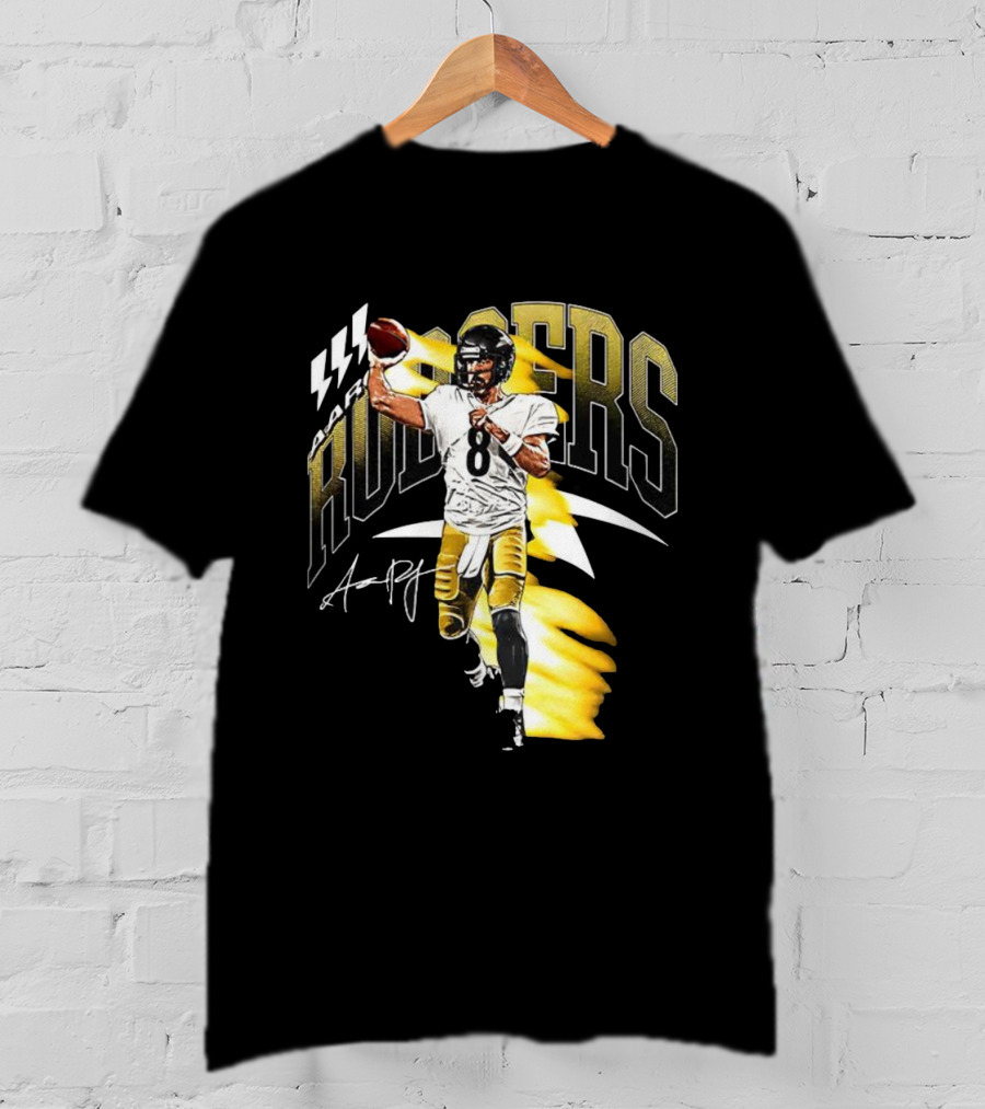 Aaron Rodgers Number 08 Pittsburgh Steelers Football Signature T-Shirt