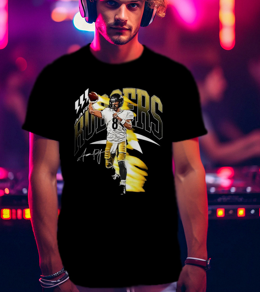 Aaron Rodgers Number 08 Pittsburgh Steelers Football Signature T-Shirt