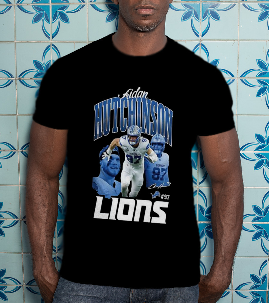 Aidan Hutchinson Detroit Lions 97 Signature Player Jersey T-Shirt
