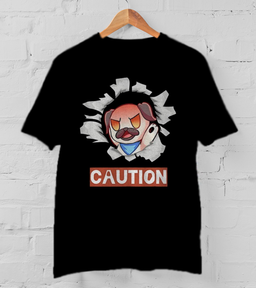 Andy Rage Caution Angry Mustached Dog Animation T-Shirt