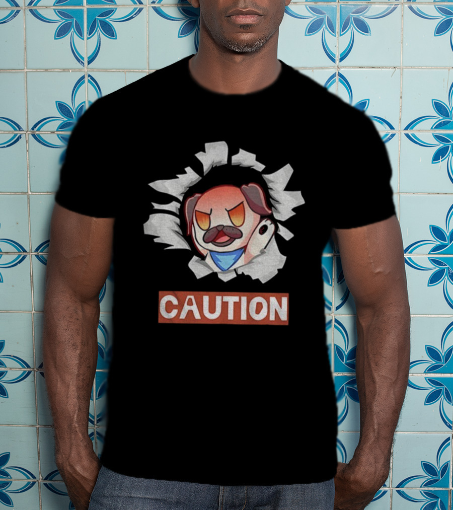 Andy Rage Caution Angry Mustached Dog Animation T-Shirt