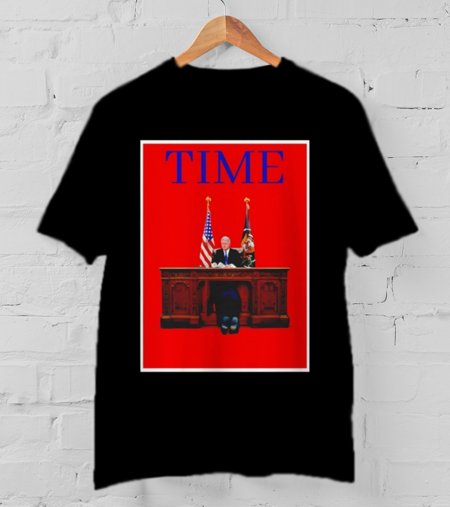 TIME Bill Clinton Desk USA Flag Presidential Parody Design T-Shirt