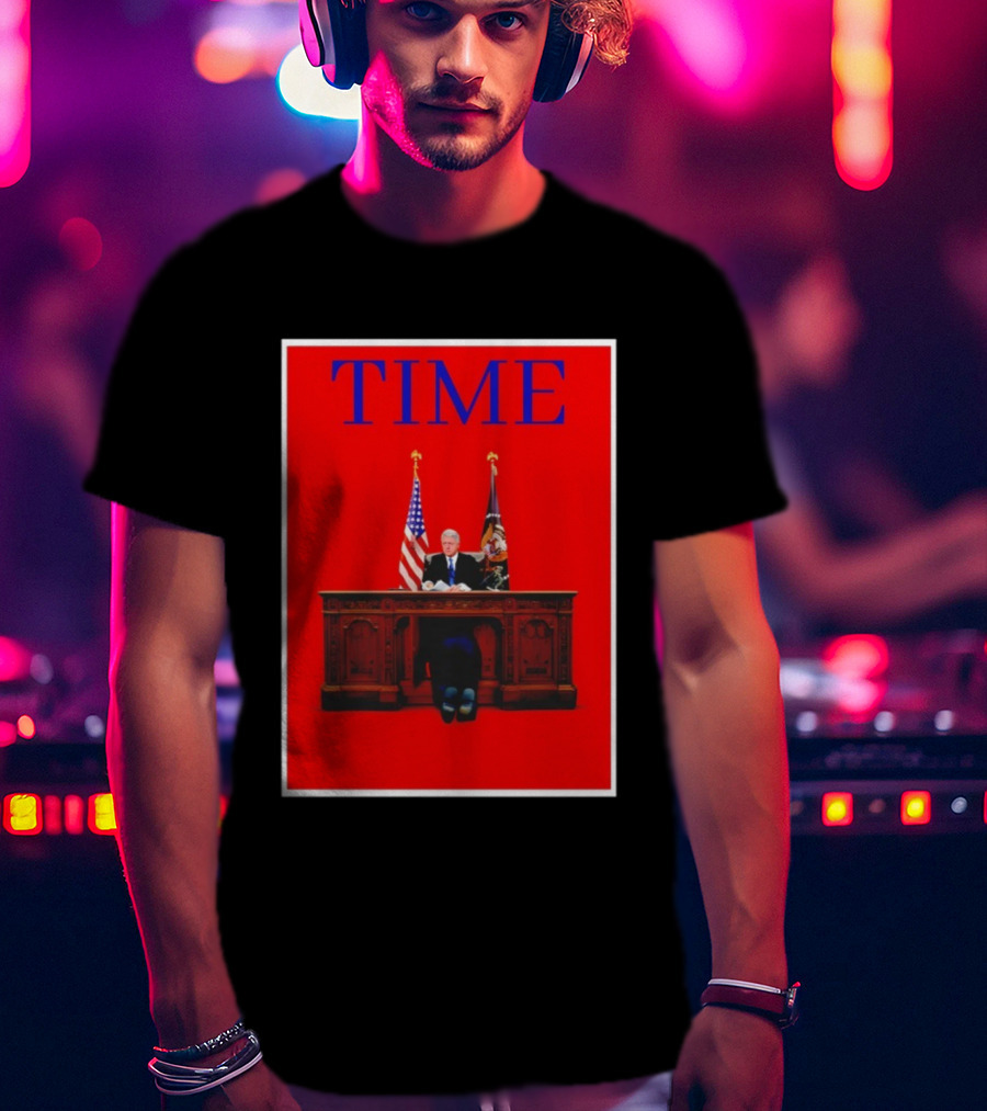 TIME Bill Clinton Desk USA Flag Presidential Parody Design T-Shirt