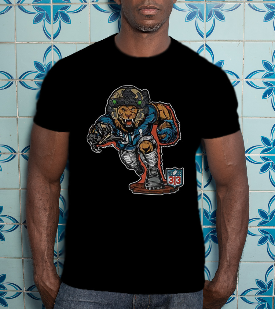 Detroit Lions 313 Soldier Mascot Football Lion Warrior T-Shirt