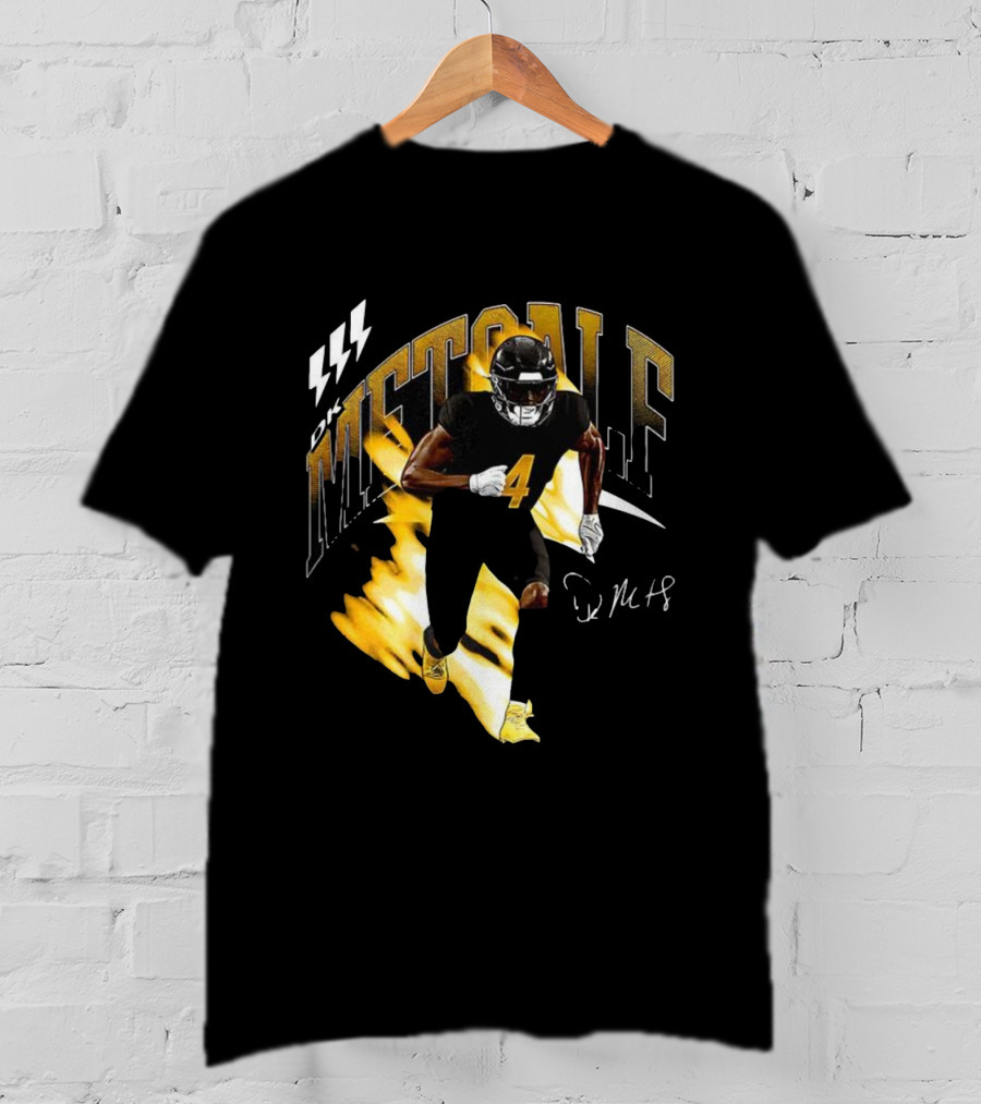 DK Metcalf Football Number 4 Pittsburgh Steelers Signature Retro T-Shirt