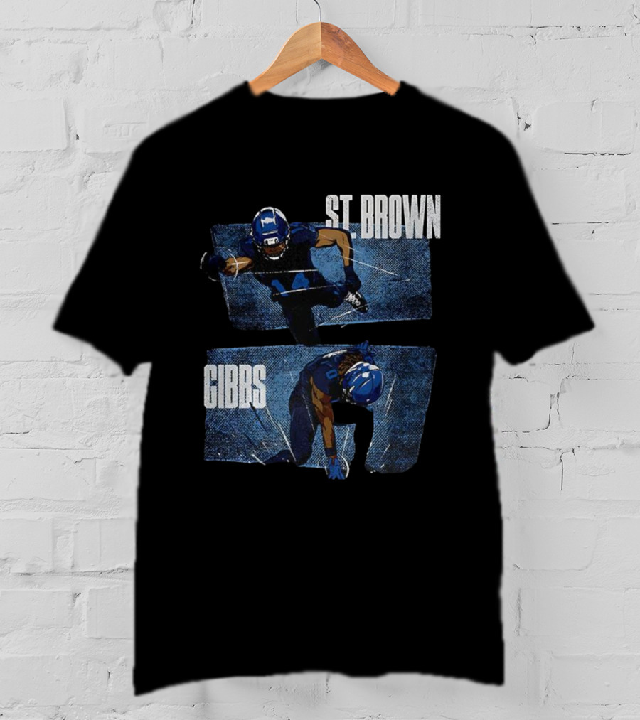 Detroit Lions Football Stars Jahmyr Gibbs And Amon-Ra St. Brown T-Shirt