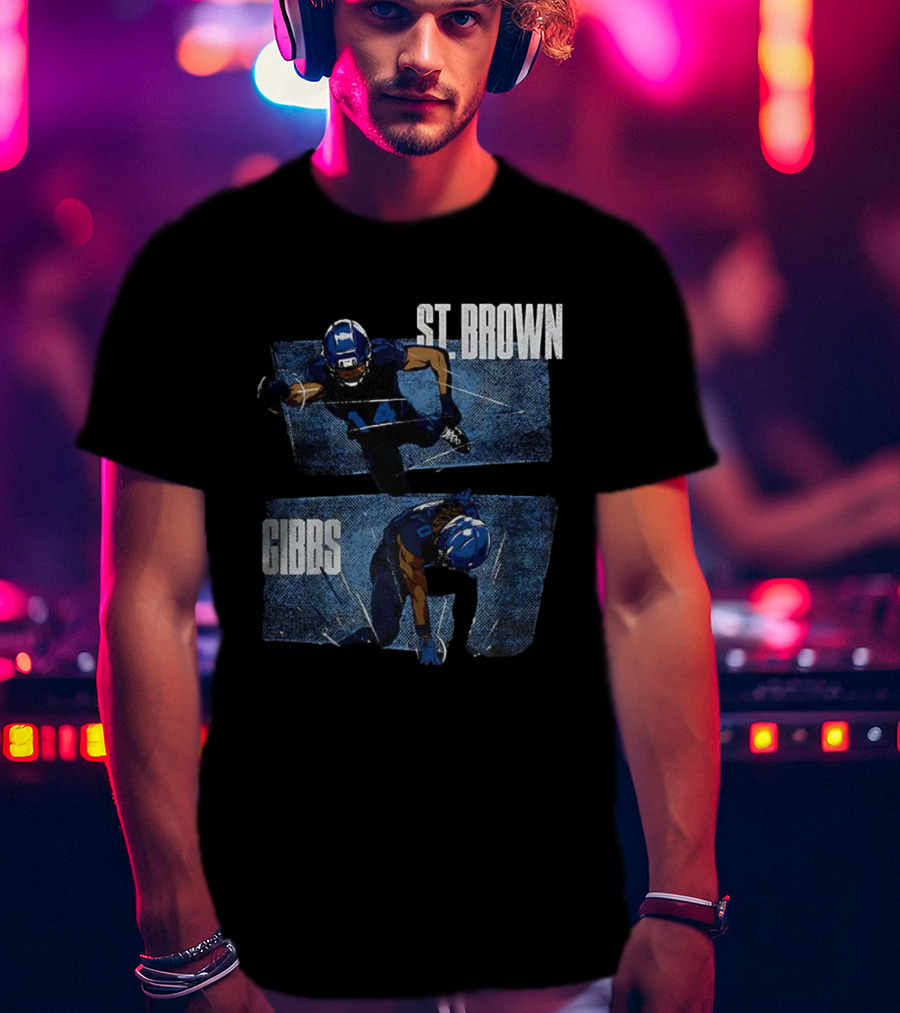 Detroit Lions Football Stars Jahmyr Gibbs And Amon-Ra St. Brown T-Shirt