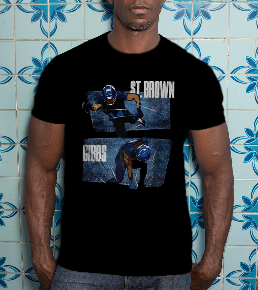 Detroit Lions Football Stars Jahmyr Gibbs And Amon-Ra St. Brown T-Shirt