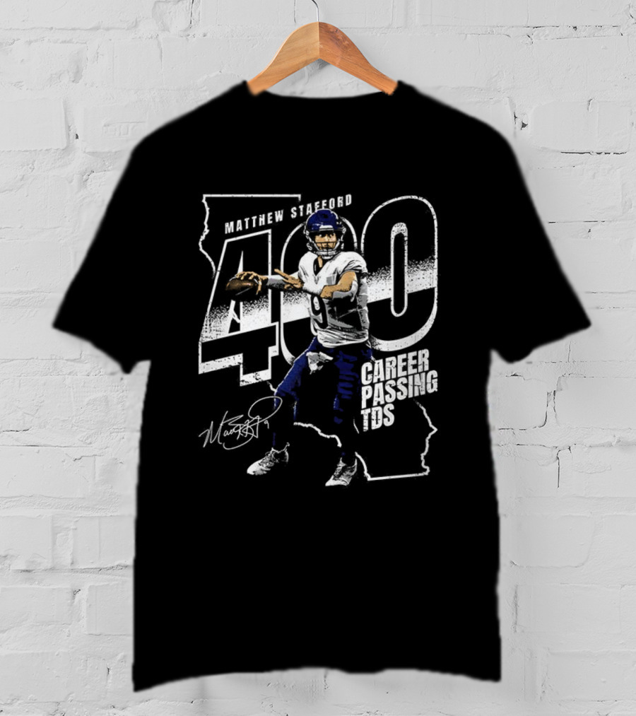Los Angeles Rams Matthew Stafford 400 Club Career Passing TDS Signature T-Shirt
