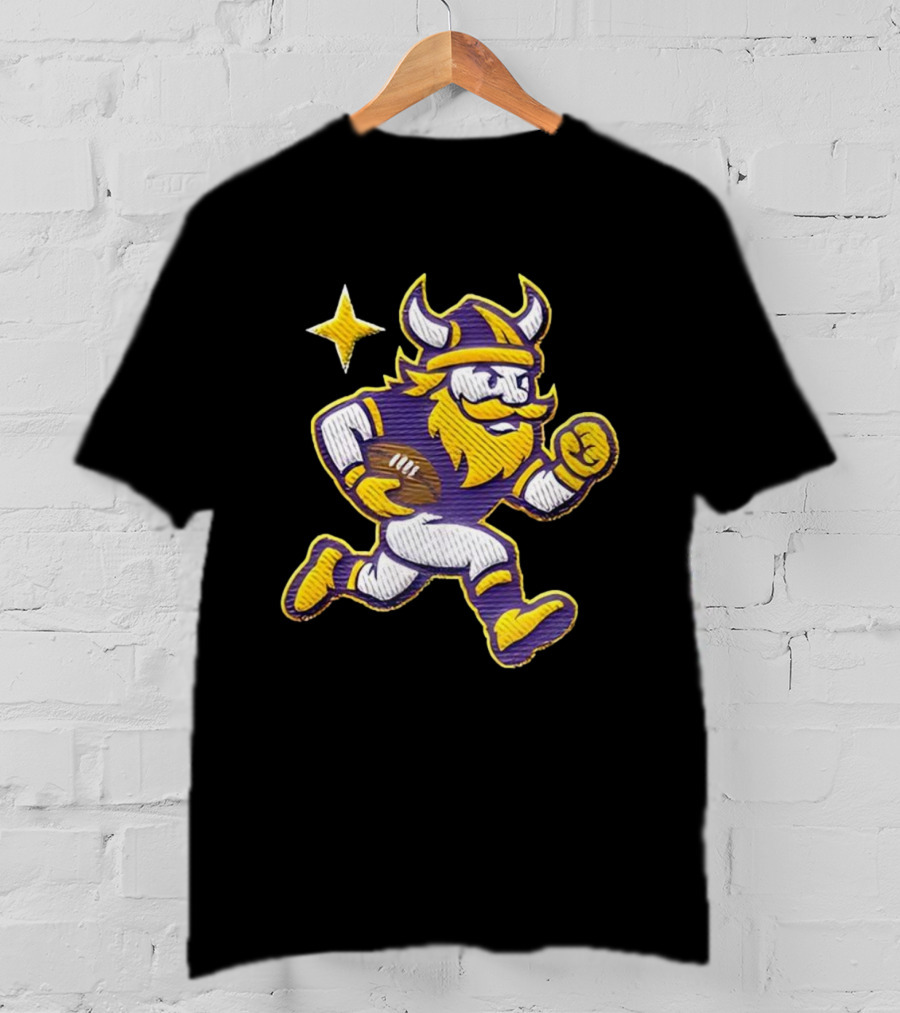 Minnesota Vikings NFL Mascot Running Football Star T-Shirt