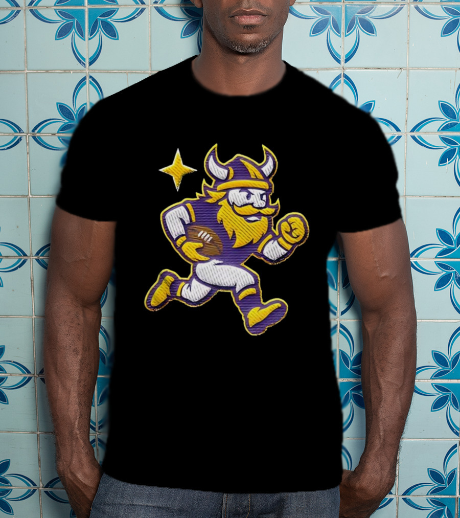 Minnesota Vikings NFL Mascot Running Football Star T-Shirt