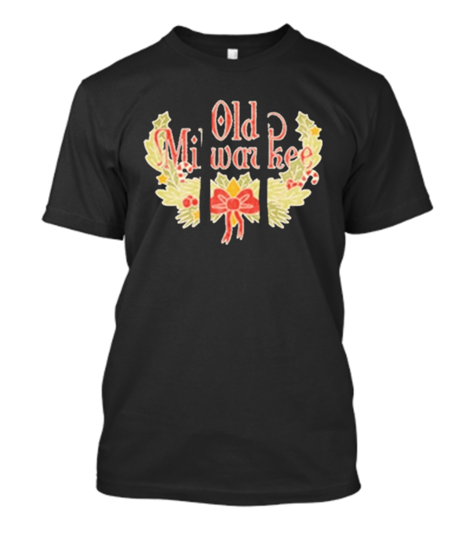 Old Milwaukee Holiday Reserve Christmas Wreath Bow Vintage Retro T-Shirt
