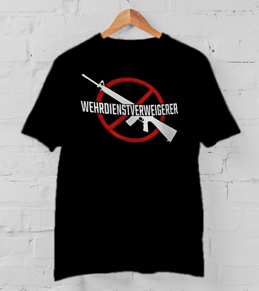 Wehrdienst Verweigern Anti-Gun Symbol Red Circle Rifle Imagery T-Shirt