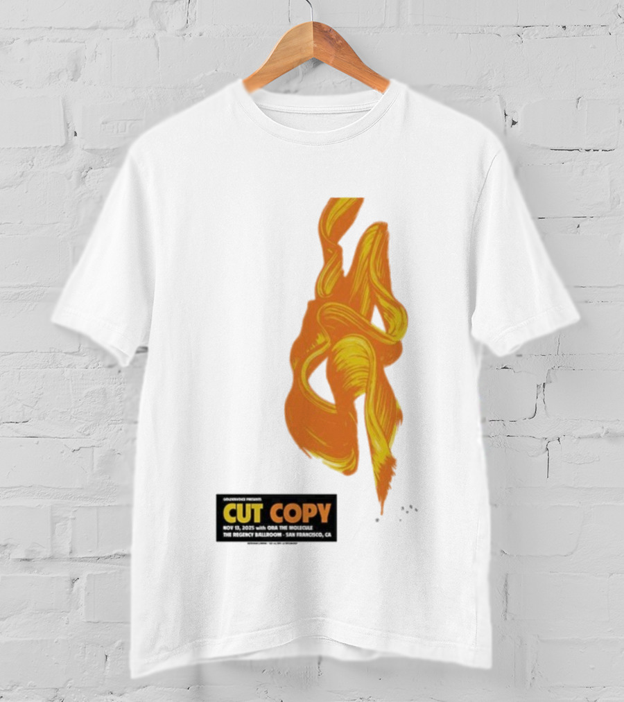 Cut Copy San Francisco November 13 2025 Concert Orange Yellow Flame Artwork T-Shirt