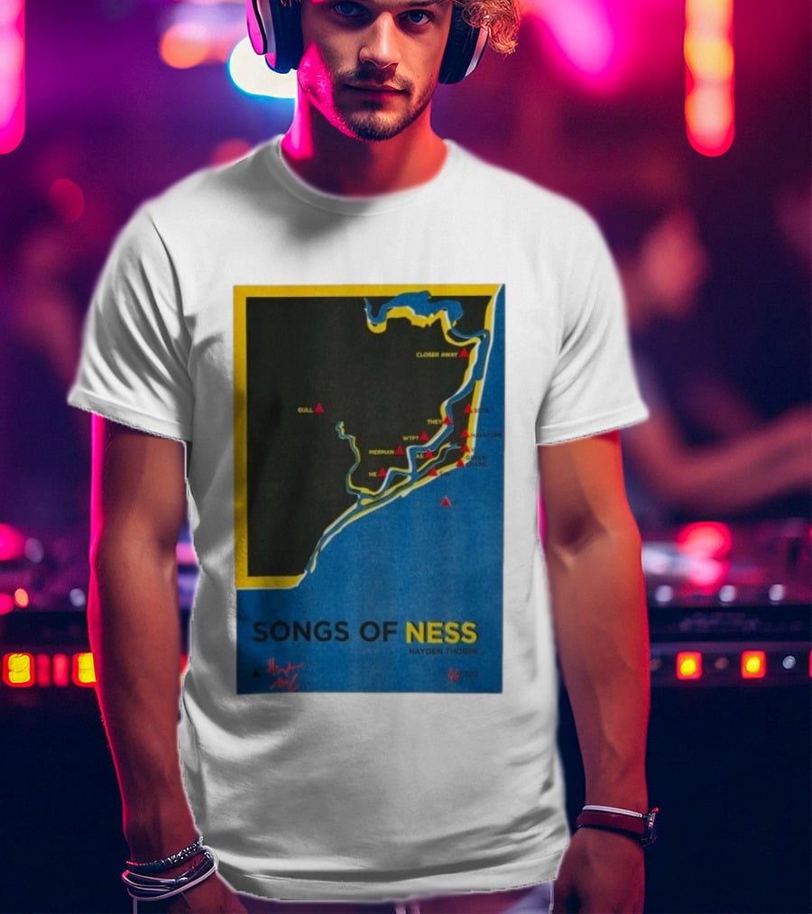 Hayden Thorpe Songs Of Ness Map Art A3 Ltd Edition 100 T-Shirt