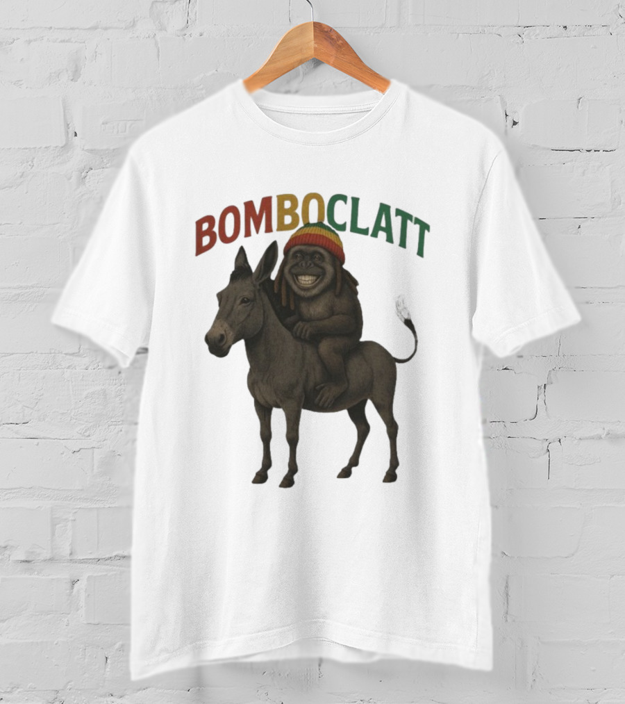 Bomboclatt Jahmunkey Donkey With Rasta Hat And Dreadlocks T-Shirt