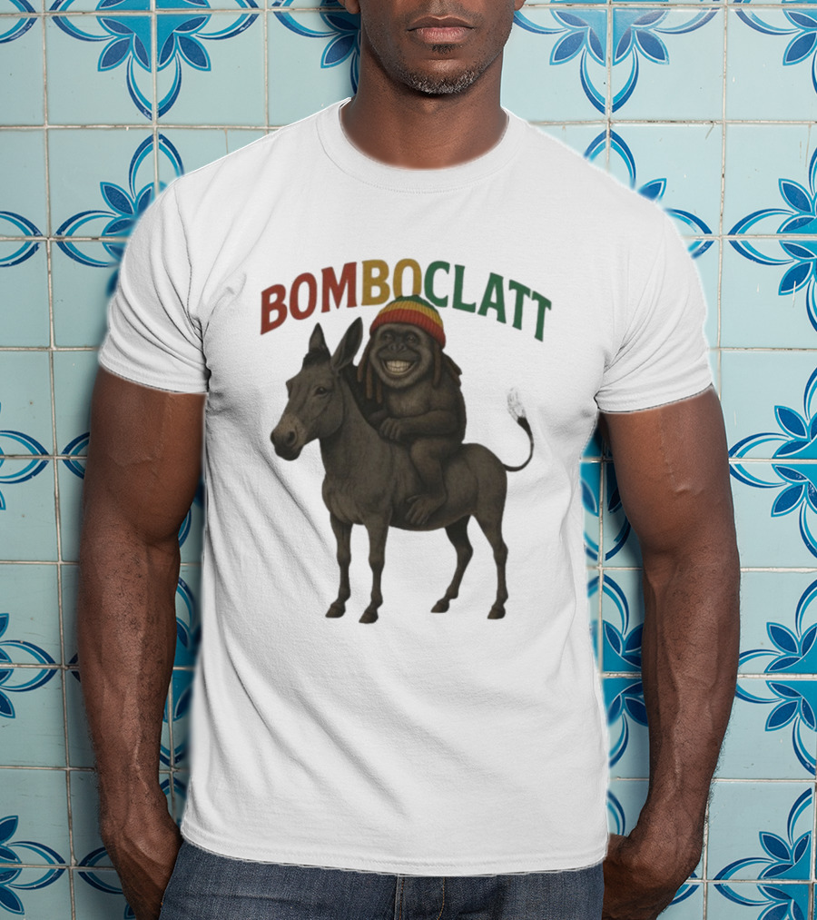 Bomboclatt Jahmunkey Donkey With Rasta Hat And Dreadlocks T-Shirt