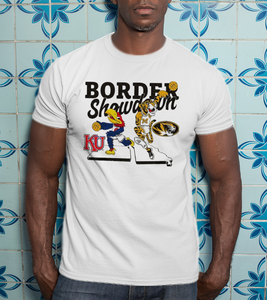 KU Jayhawks Vs Mizzou Tigers Border Showdown Basketball Mascots T-Shirt