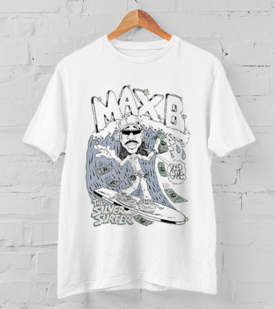 Max B Silver Surfer Peep Game X Freako Collaboration T-Shirt