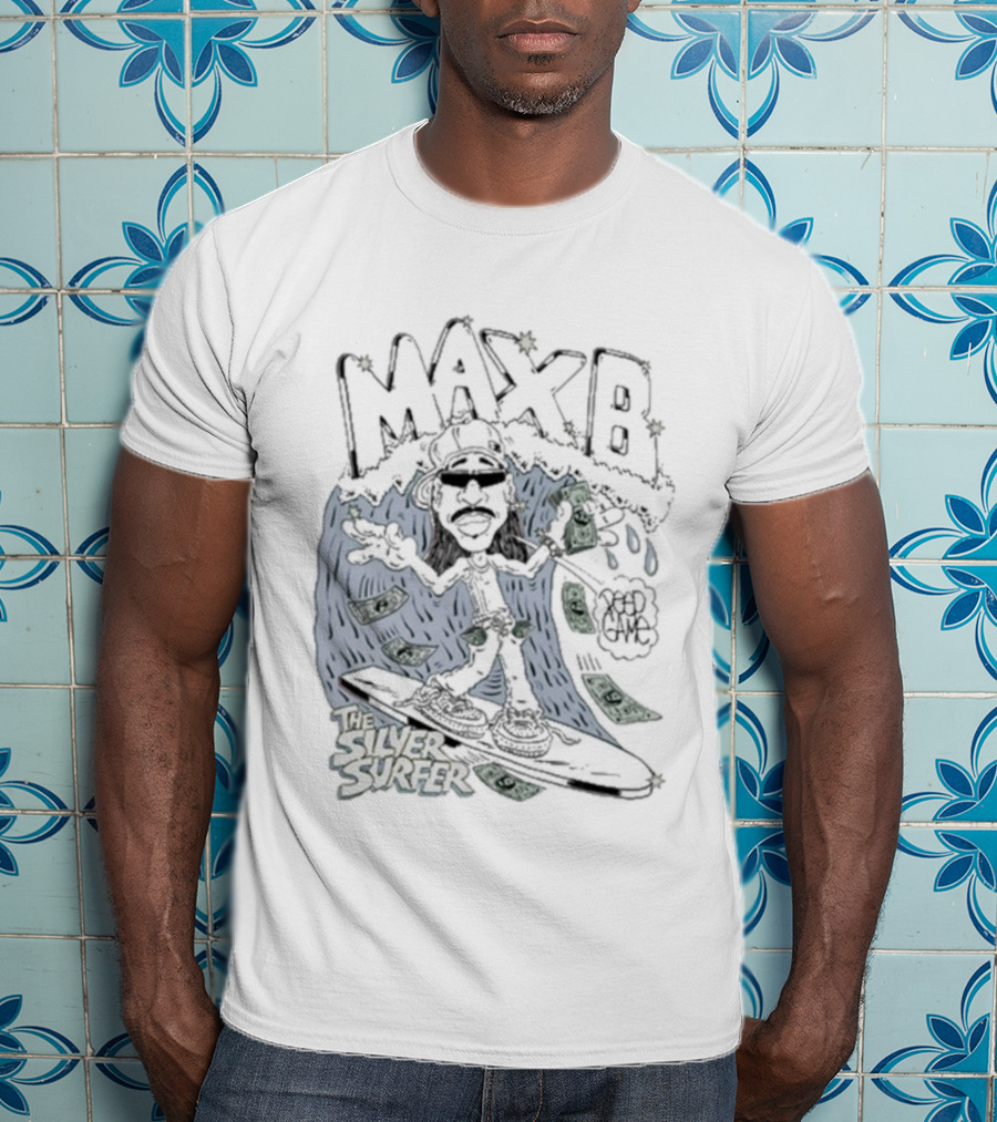 Max B Silver Surfer Peep Game X Freako Collaboration T-Shirt