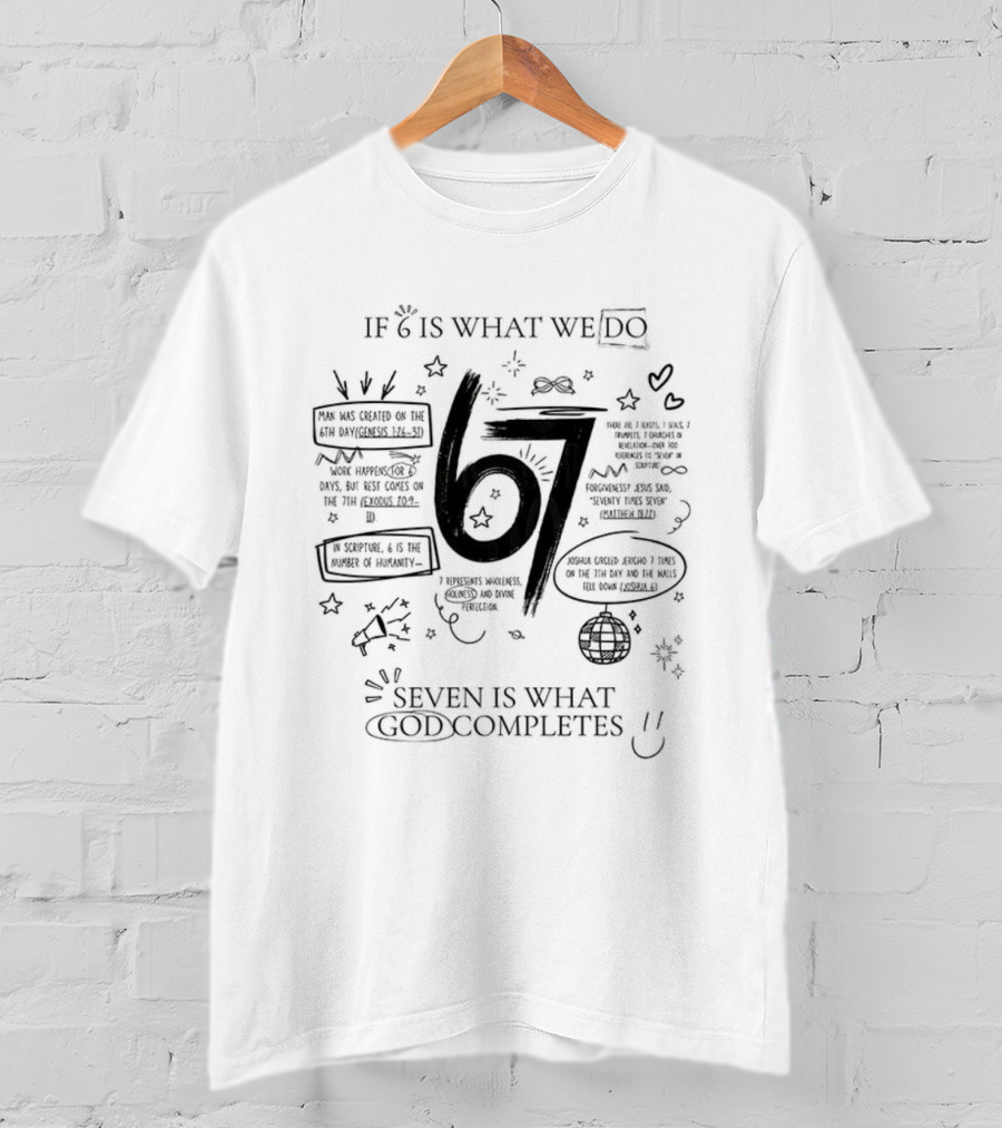 If 6 Is What We Do Seven Is What God Completes Disco Ball Inspirational Text T-Shirt